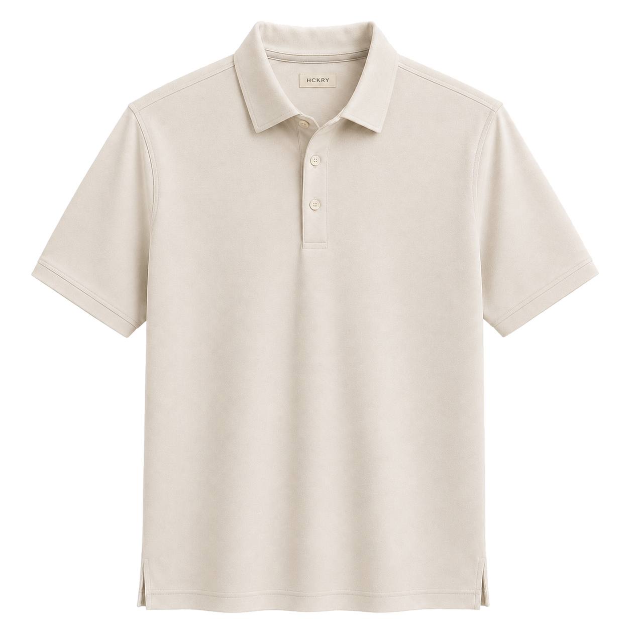 P1 performance polo front view in Bone Cream